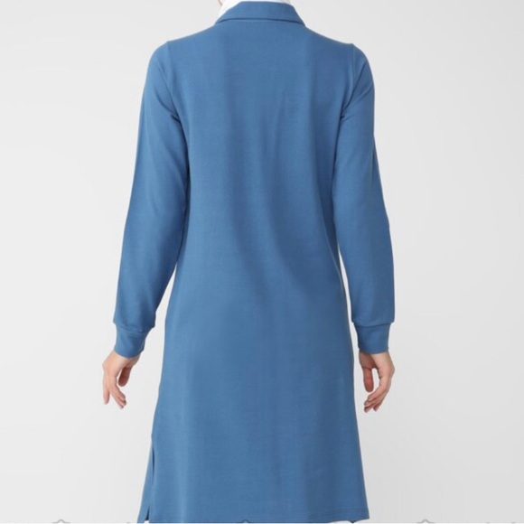 Light Navy Blue - Point Collar - Cotton - Tunic - Picture 2 of 3